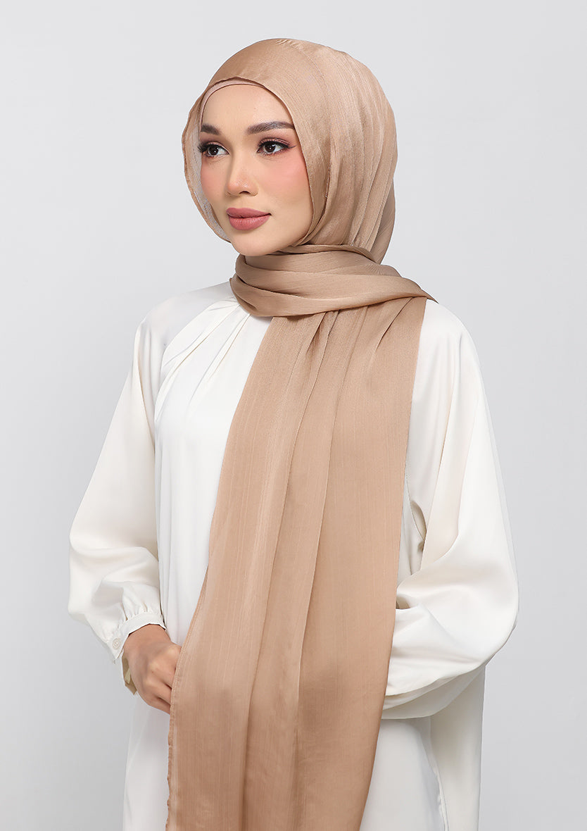 Caramel Satin Crinkled - Instant Hijab Set with Inner