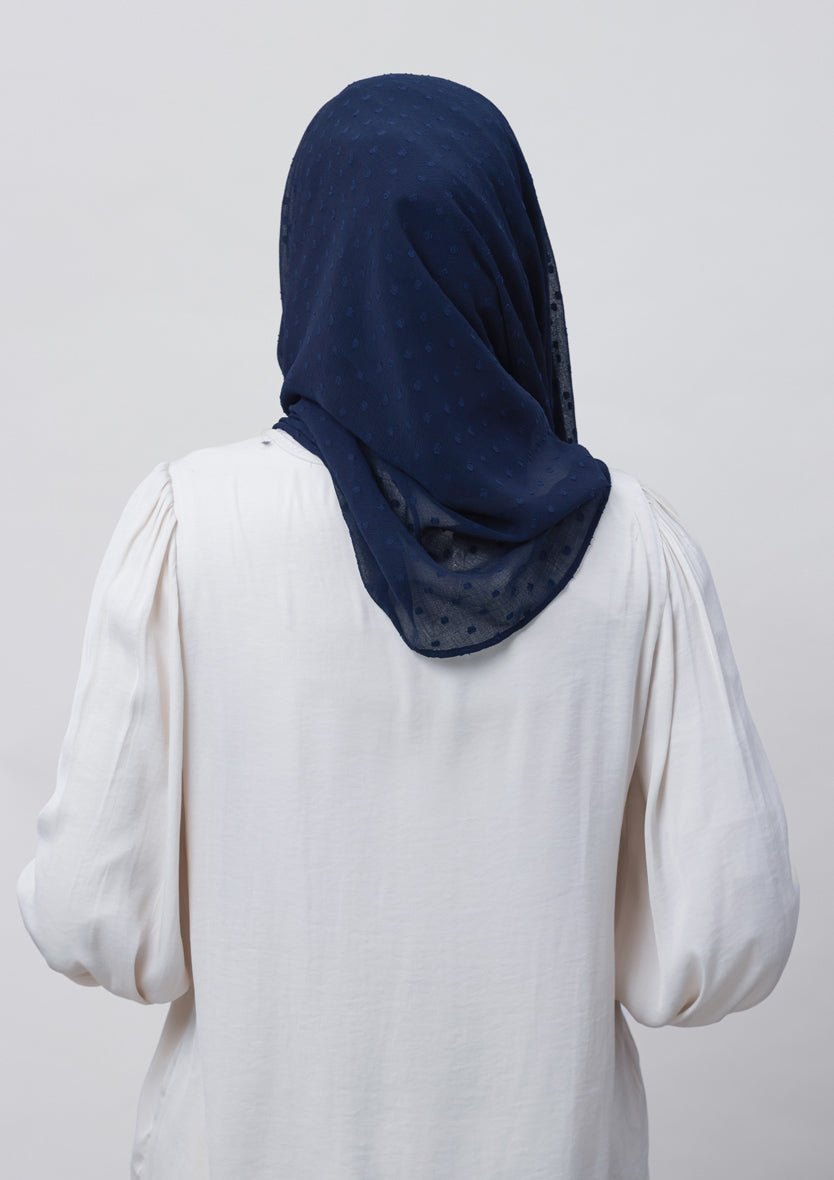 Captain Blue-Plain Mosaic Butti Chiffon - BOKITTA Hijab