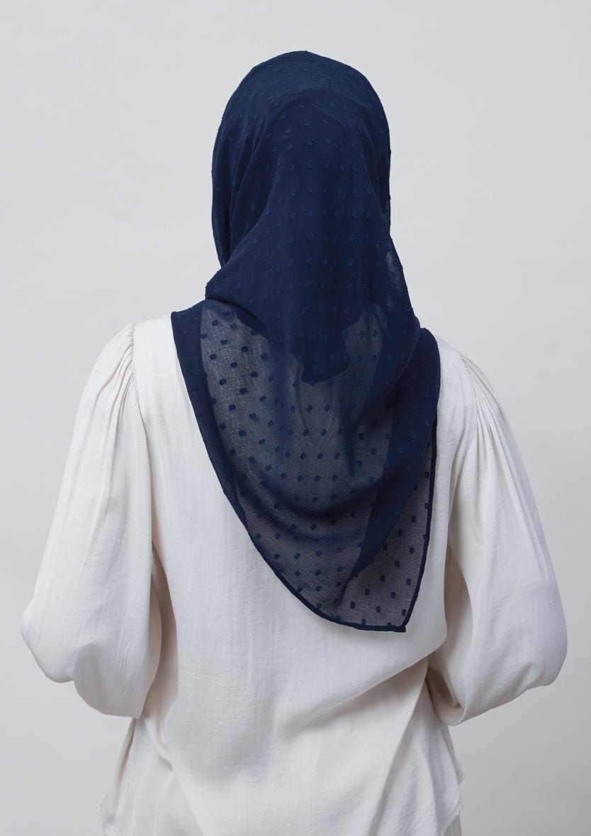 Captain Blue-Plain Mosaic Butti Chiffon - BOKITTA Hijab