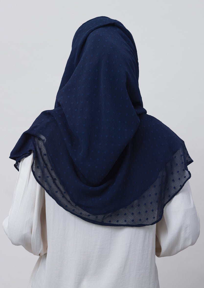 Captain Blue-Plain Mosaic Butti Chiffon - BOKITTA Hijab