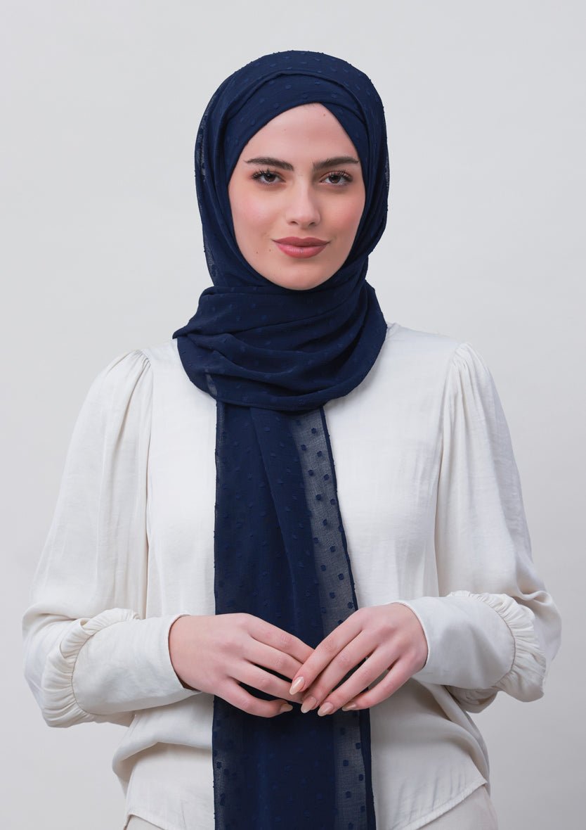 Captain Blue-Plain Mosaic Butti Chiffon