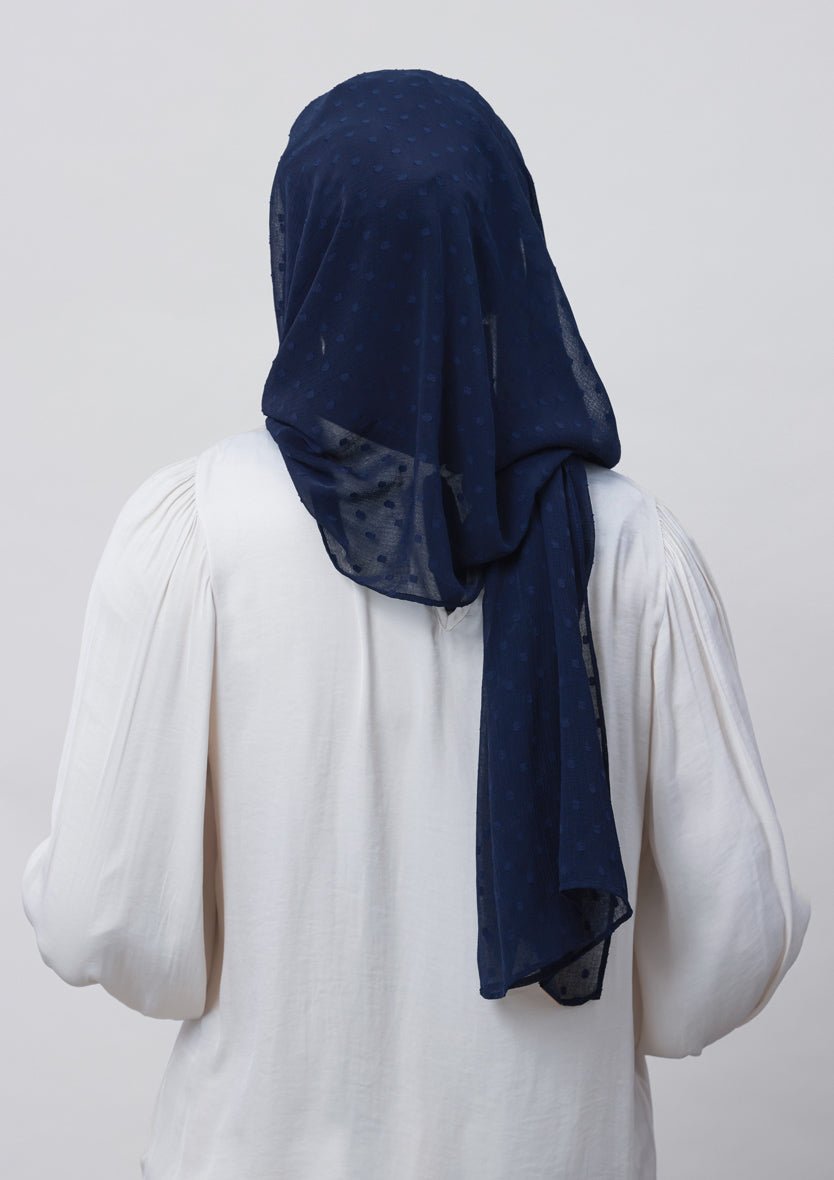 Captain Blue-Plain Mosaic Butti Chiffon - BOKITTA Hijab