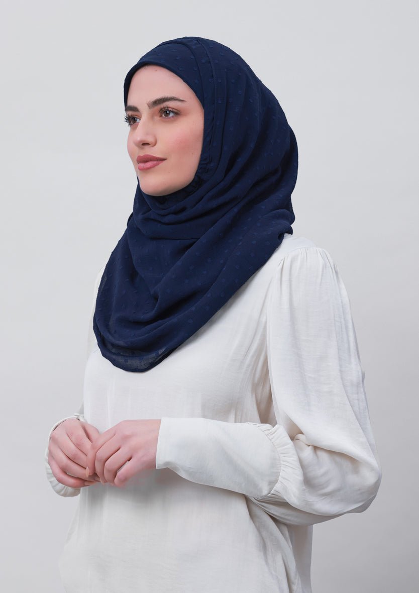 Captain Blue-Plain Mosaic Butti Chiffon - BOKITTA Hijab