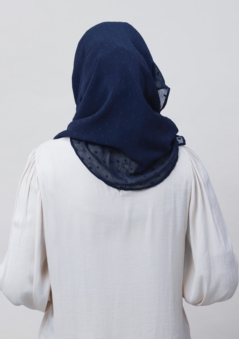 Captain Blue-Plain Mosaic Butti Chiffon - BOKITTA Hijab