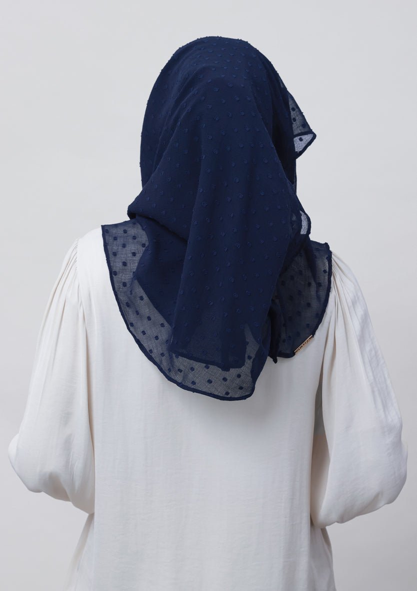 Captain Blue-Plain Mosaic Butti Chiffon - BOKITTA Hijab
