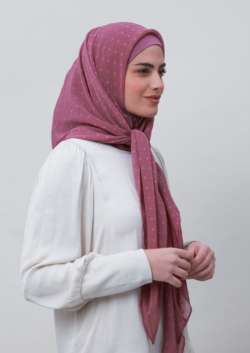Wistful Mauve-Plain Mosaic Butti Chiffon - BOKITTA Hijab