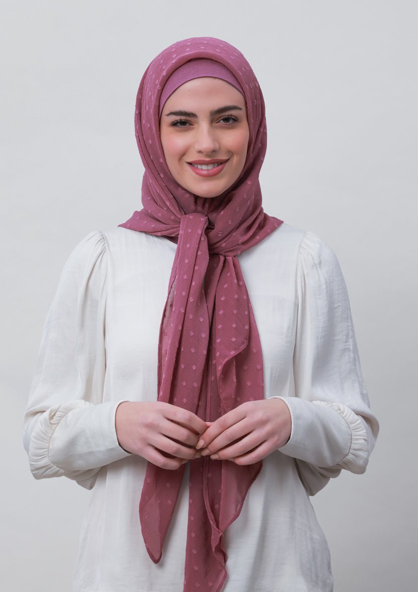 Wistful Mauve-Plain Mosaic Butti Chiffon - BOKITTA Hijab