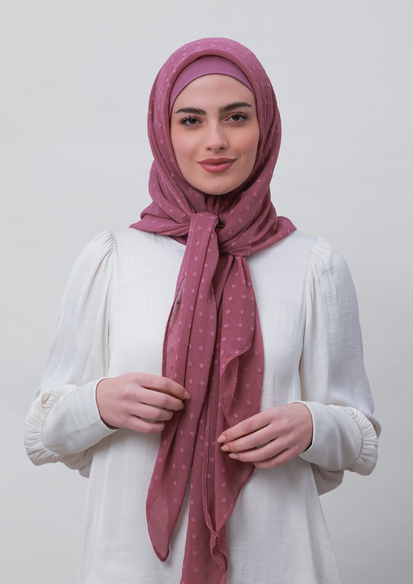 Wistful Mauve-Plain Mosaic Butti Chiffon - BOKITTA Hijab