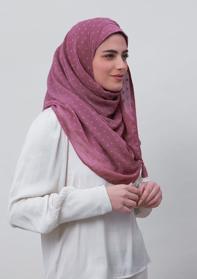 Wistful Mauve-Plain Mosaic Butti Chiffon - BOKITTA Hijab