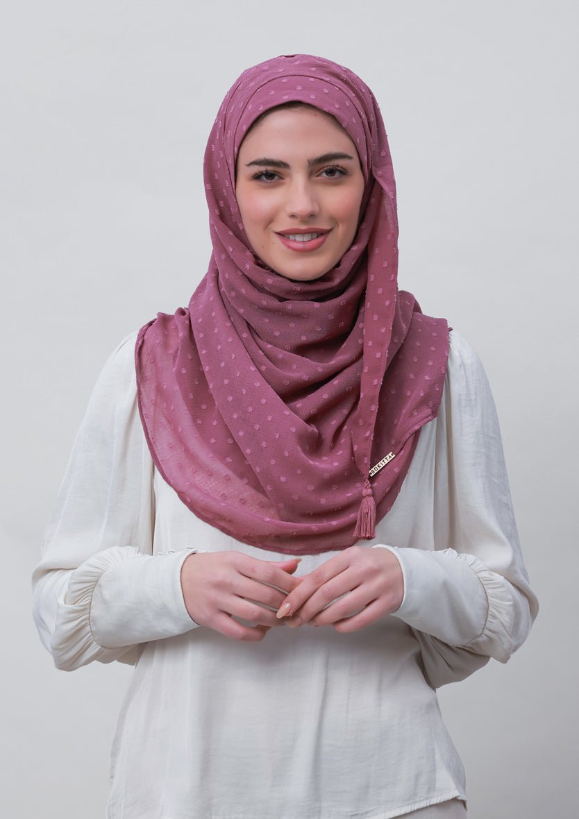 Wistful Mauve-Plain Mosaic Butti Chiffon - BOKITTA Hijab