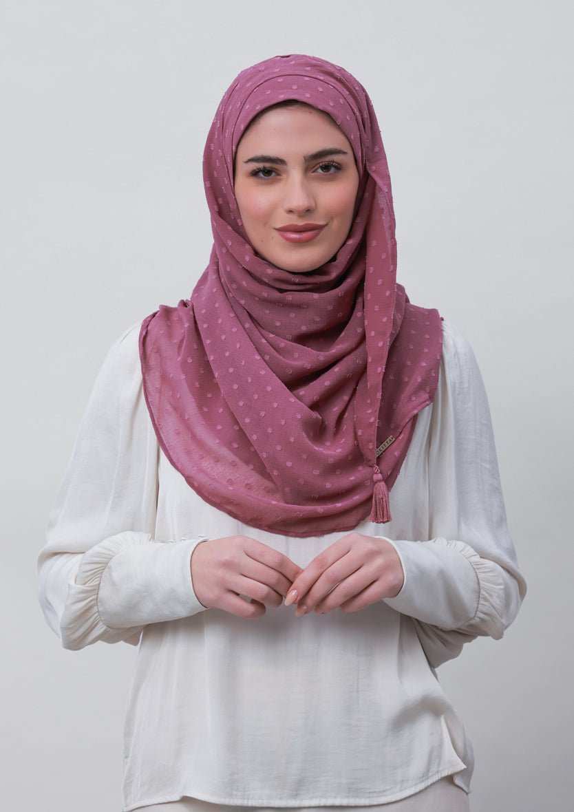 Wistful Mauve-Plain Mosaic Butti Chiffon - BOKITTA Hijab