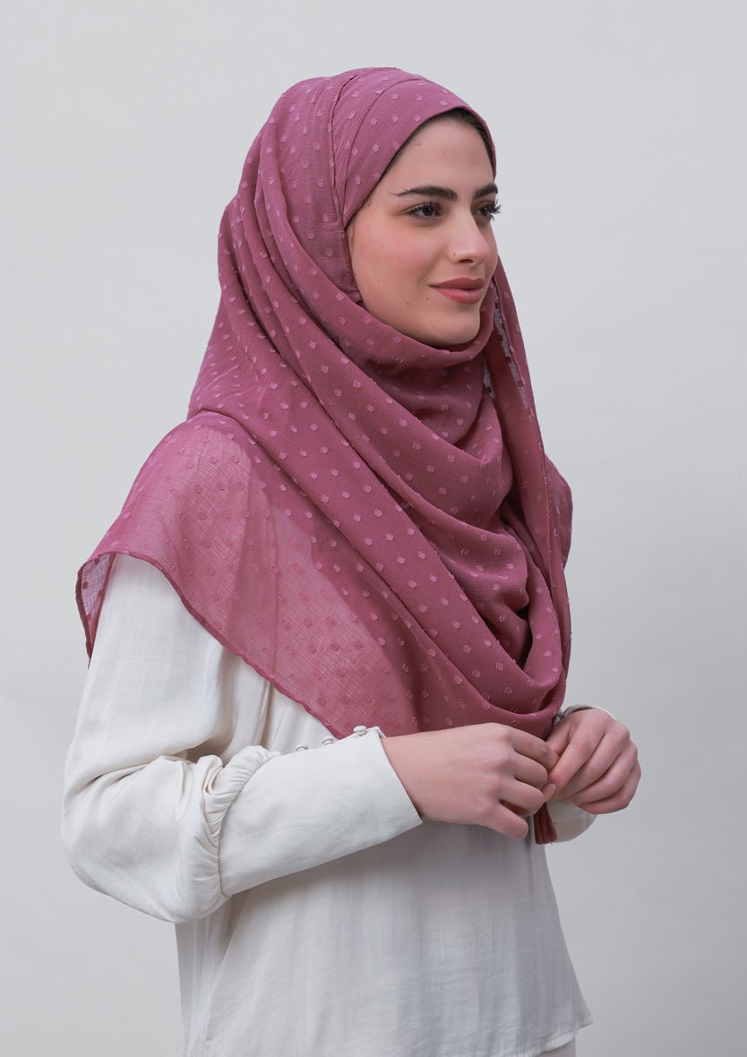 Wistful Mauve-Plain Mosaic Butti Chiffon - BOKITTA Hijab