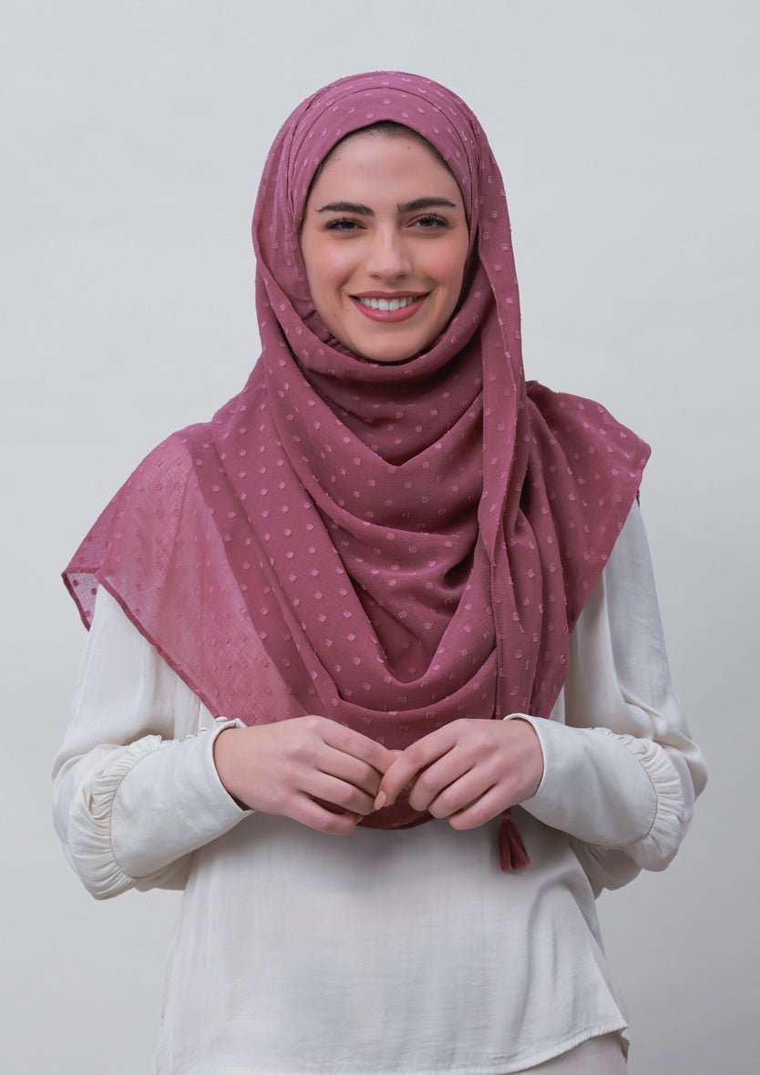 Wistful Mauve-Plain Mosaic Butti Chiffon - BOKITTA Hijab