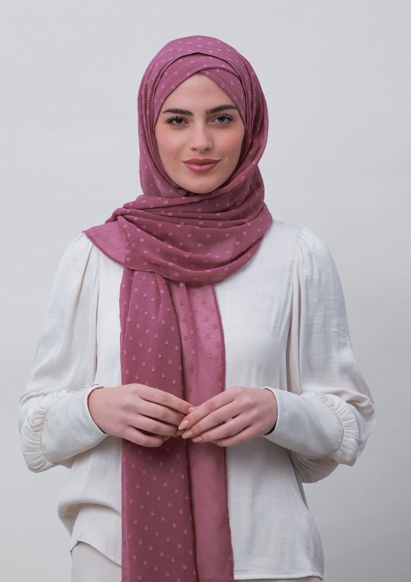 Wistful Mauve-Plain Mosaic Butti Chiffon