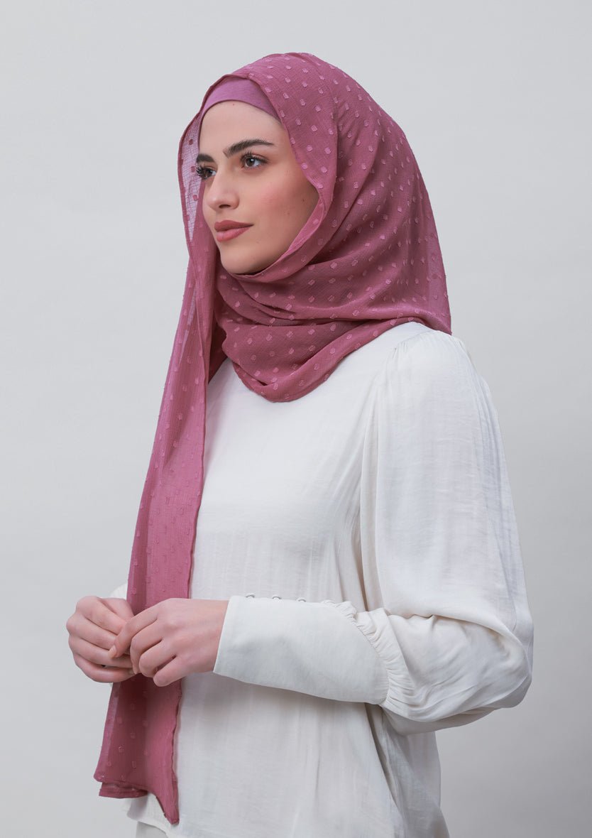 Wistful Mauve-Plain Mosaic Butti Chiffon - BOKITTA Hijab