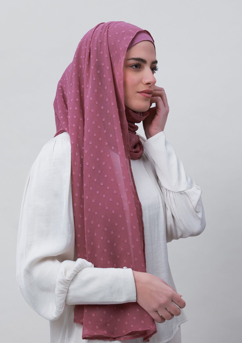 Wistful Mauve-Plain Mosaic Butti Chiffon - BOKITTA Hijab