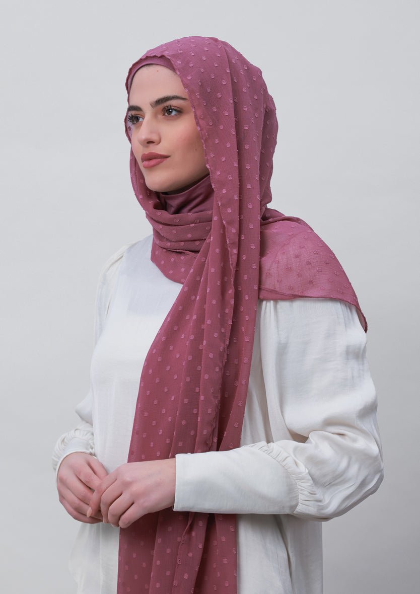 Wistful Mauve-Plain Mosaic Butti Chiffon - BOKITTA Hijab
