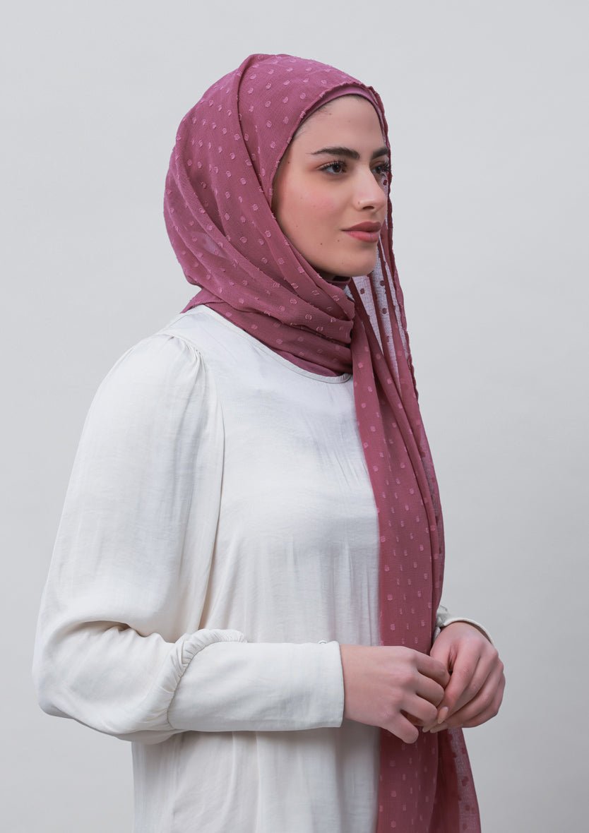 Wistful Mauve-Plain Mosaic Butti Chiffon - BOKITTA Hijab