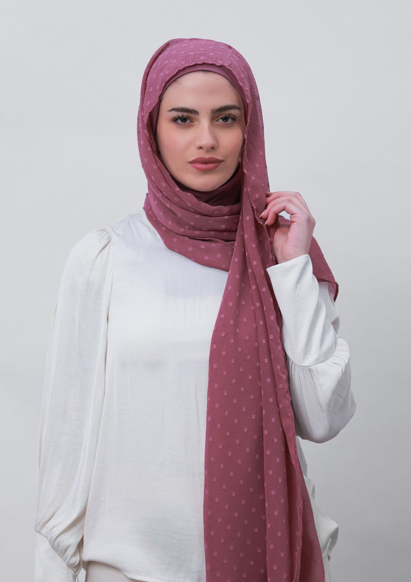 Wistful Mauve-Plain Mosaic Butti Chiffon - BOKITTA Hijab