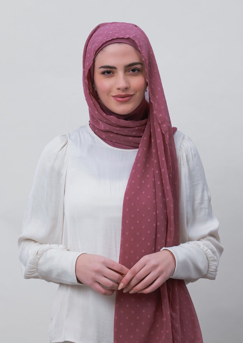 Wistful Mauve-Plain Mosaic Butti Chiffon - BOKITTA Hijab