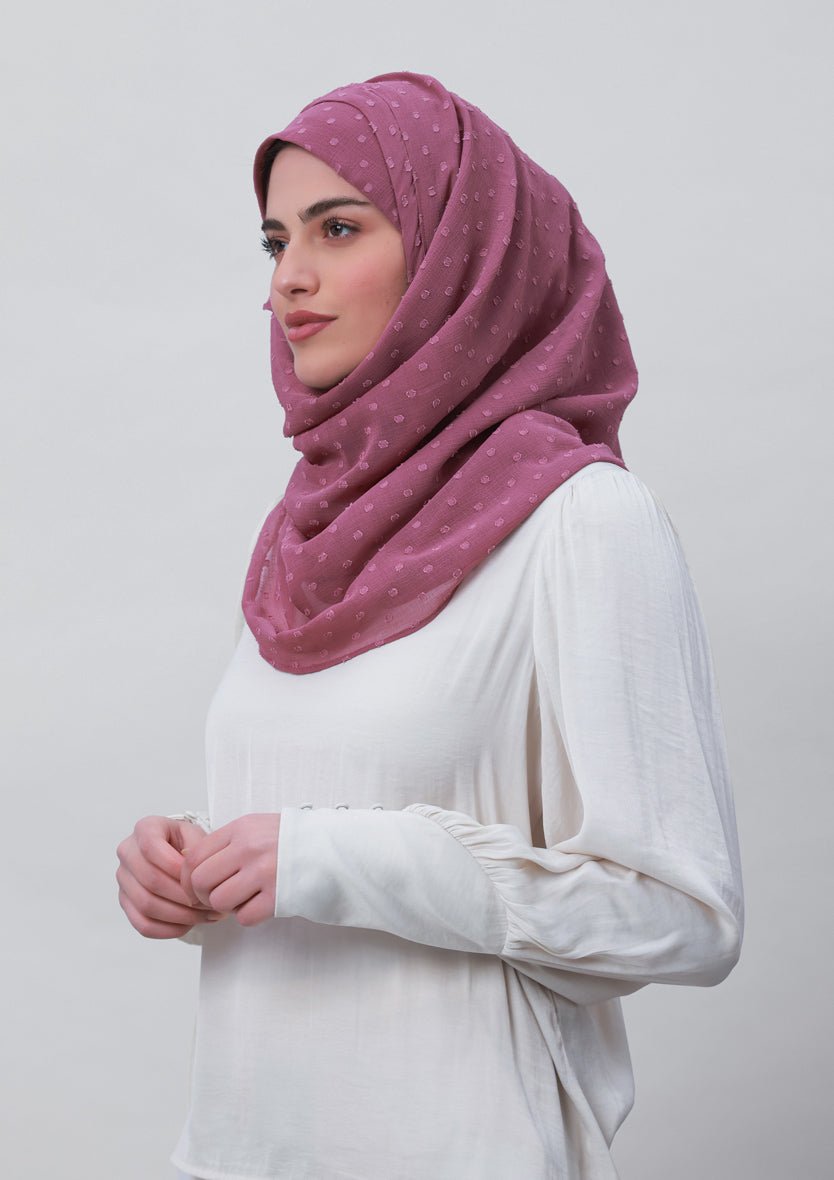 Wistful Mauve-Plain Mosaic Butti Chiffon - BOKITTA Hijab