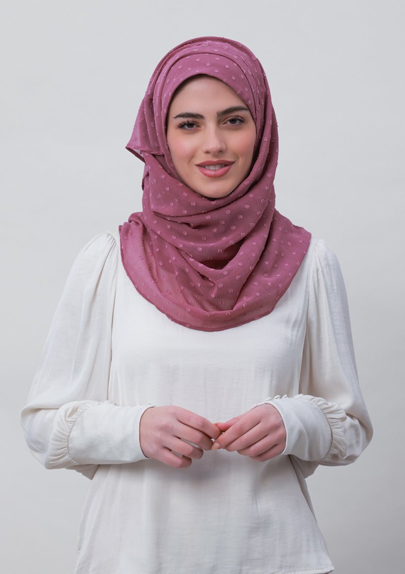 Wistful Mauve-Plain Mosaic Butti Chiffon - BOKITTA Hijab