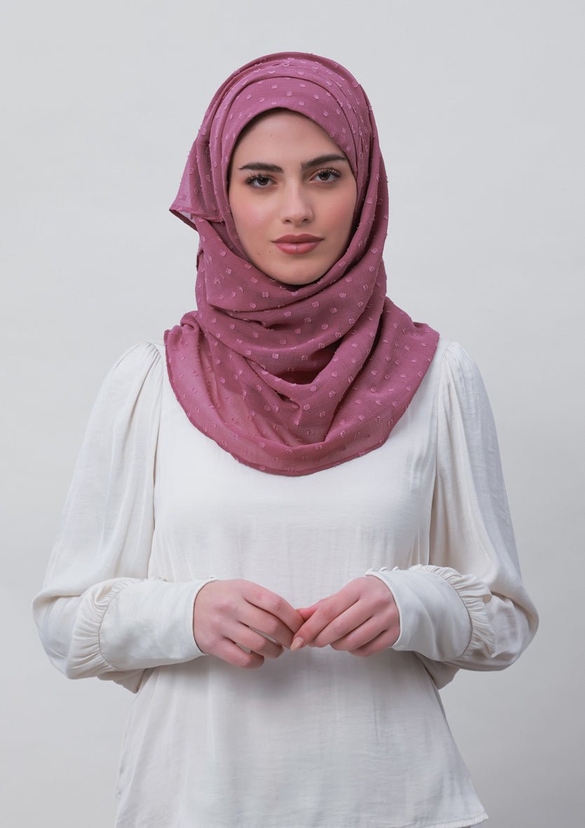 Wistful Mauve-Plain Mosaic Butti Chiffon - BOKITTA Hijab