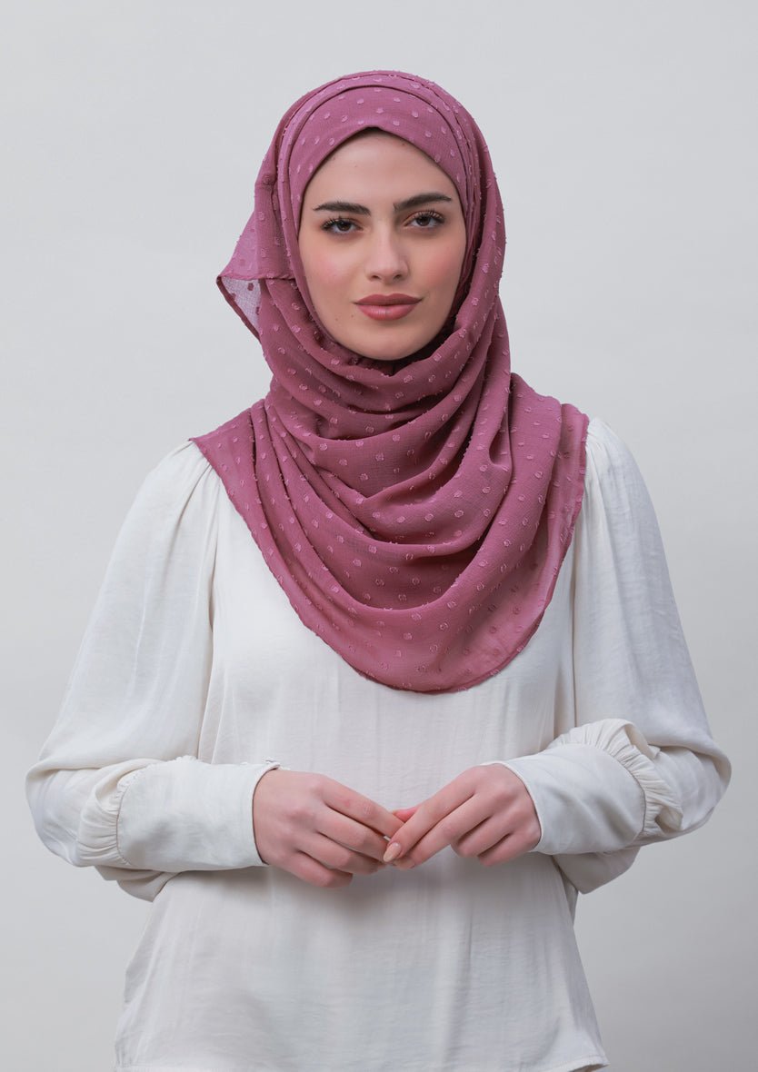 Wistful Mauve-Plain Mosaic Butti Chiffon - BOKITTA Hijab