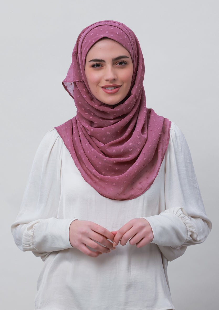 Wistful Mauve-Plain Mosaic Butti Chiffon - BOKITTA Hijab