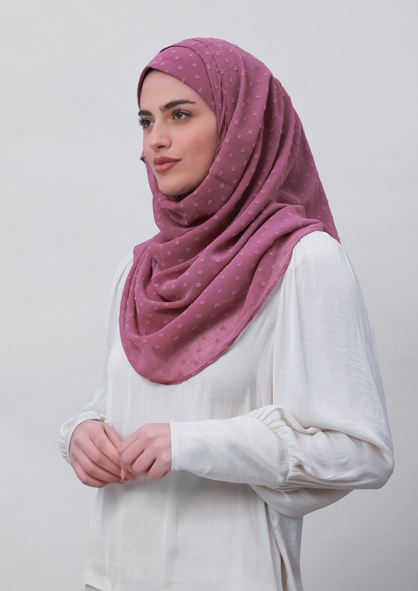 Wistful Mauve-Plain Mosaic Butti Chiffon - BOKITTA Hijab