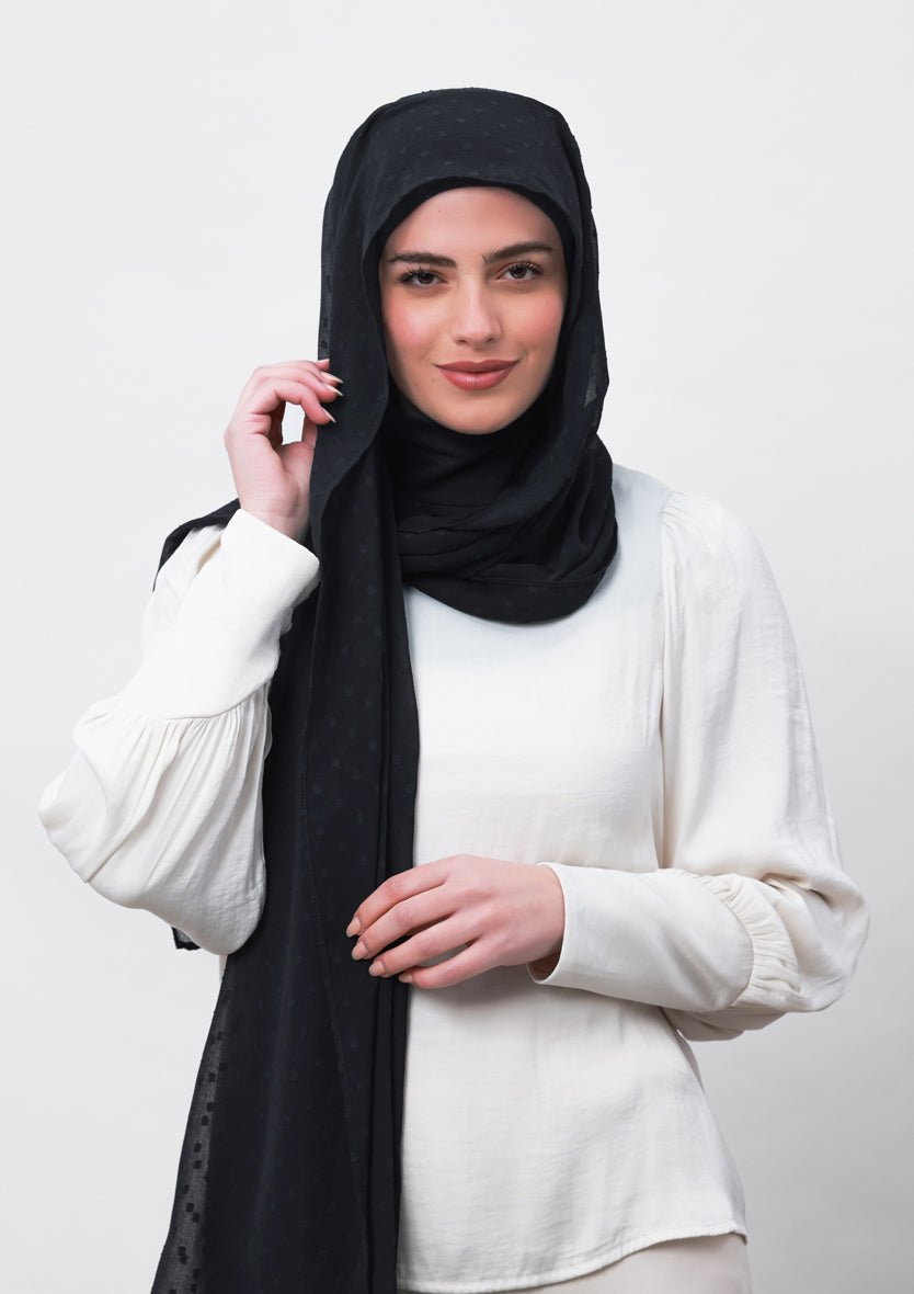 Granite-Plain Mosaic Butti Chiffon - BOKITTA Hijab #style_vogue