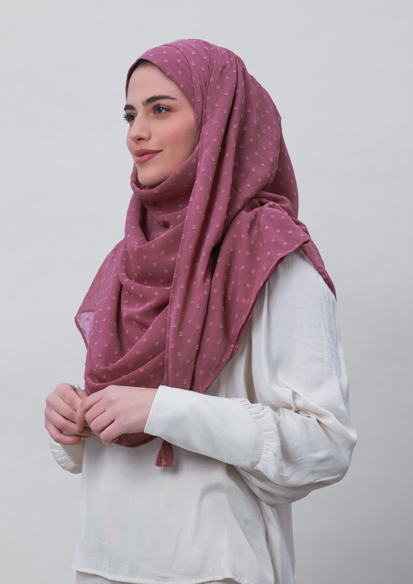 Wistful Mauve-Plain Mosaic Butti Chiffon - BOKITTA Hijab